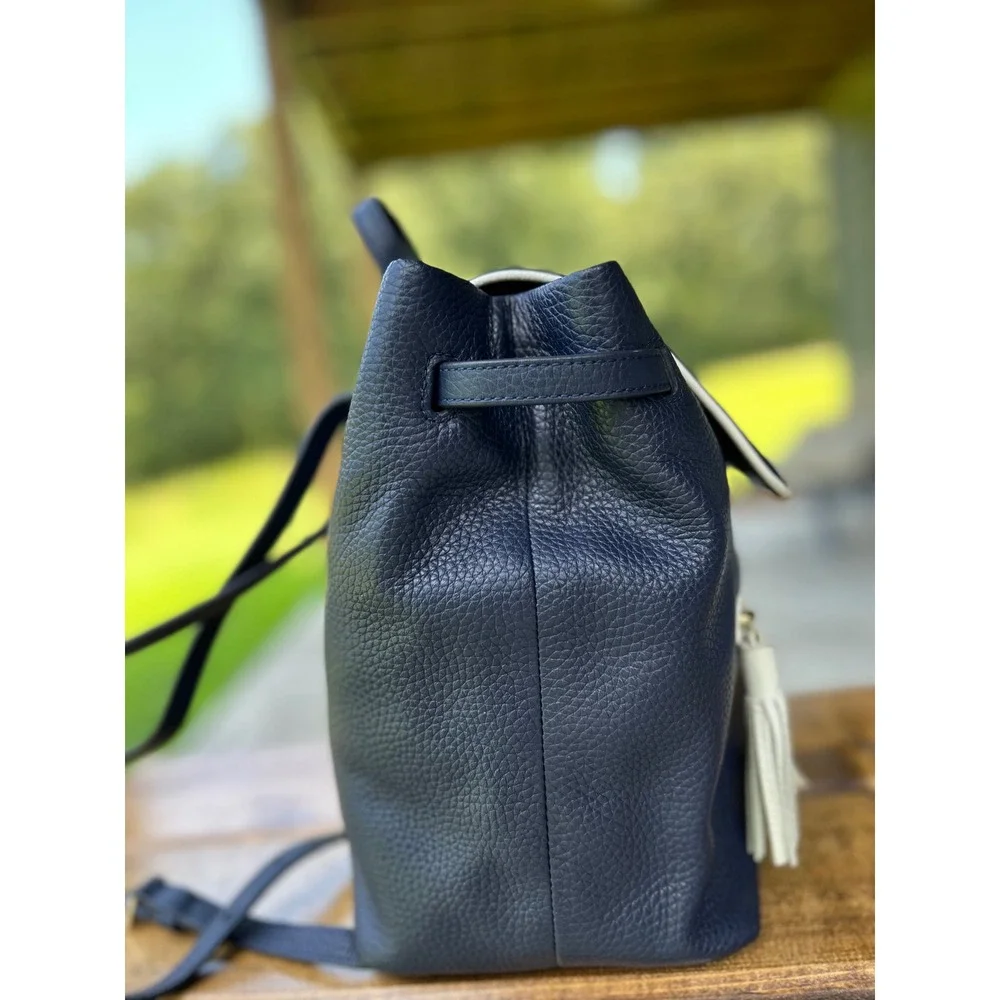 Kate Spade Chester Street Kacy Navy Pebbled Leather Backpack Tassel Bag
